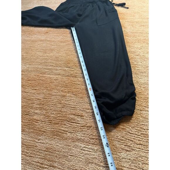 SoundStyle Black Harem Pants Size M Elastic Waist Drawstring Rayon - Picture 3 of 10